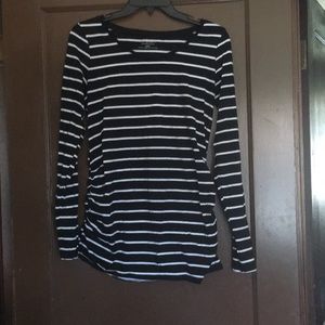 Black and White Striped Maternity Shirt